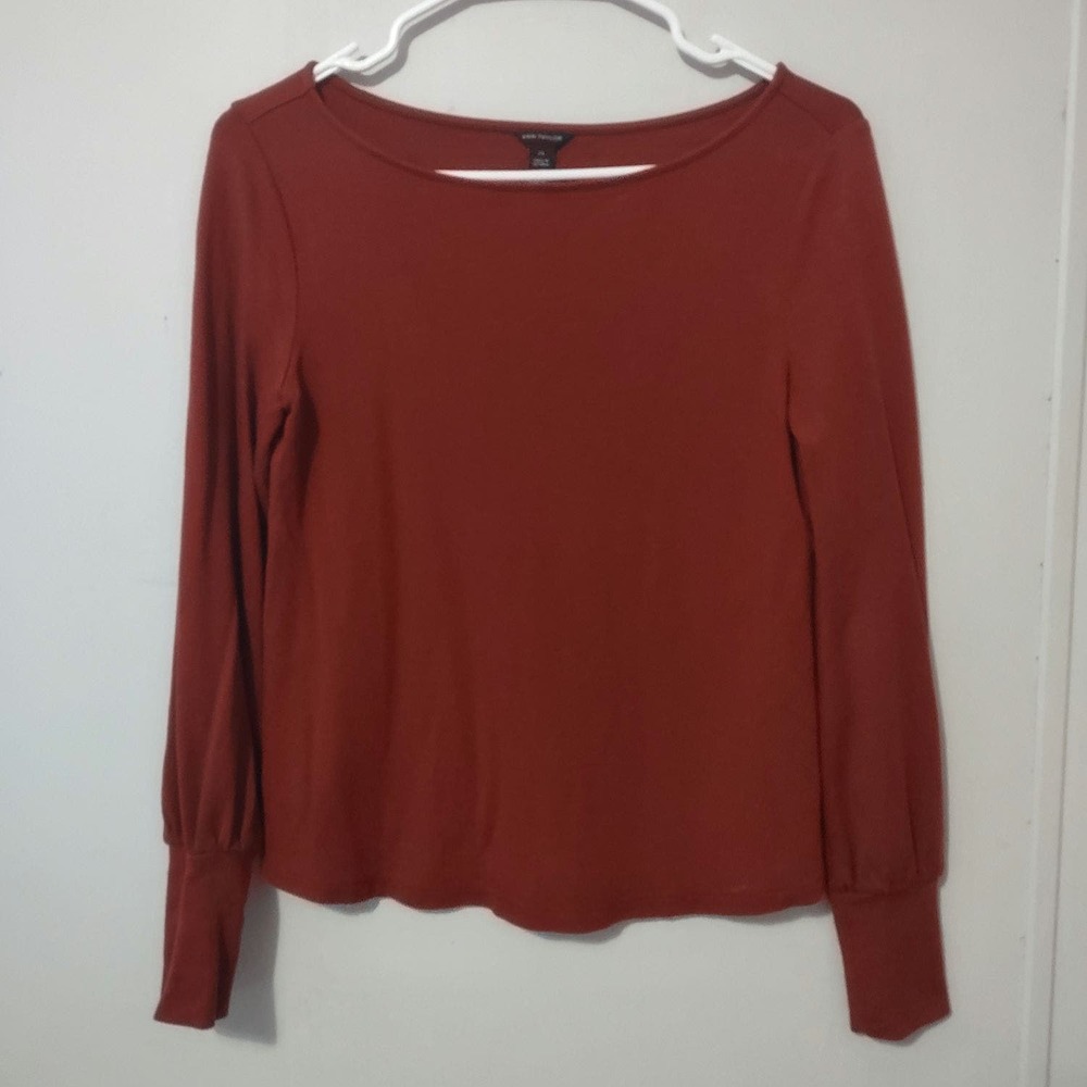 Ann Taylor Rust Red Long Sleeve Top Size XS